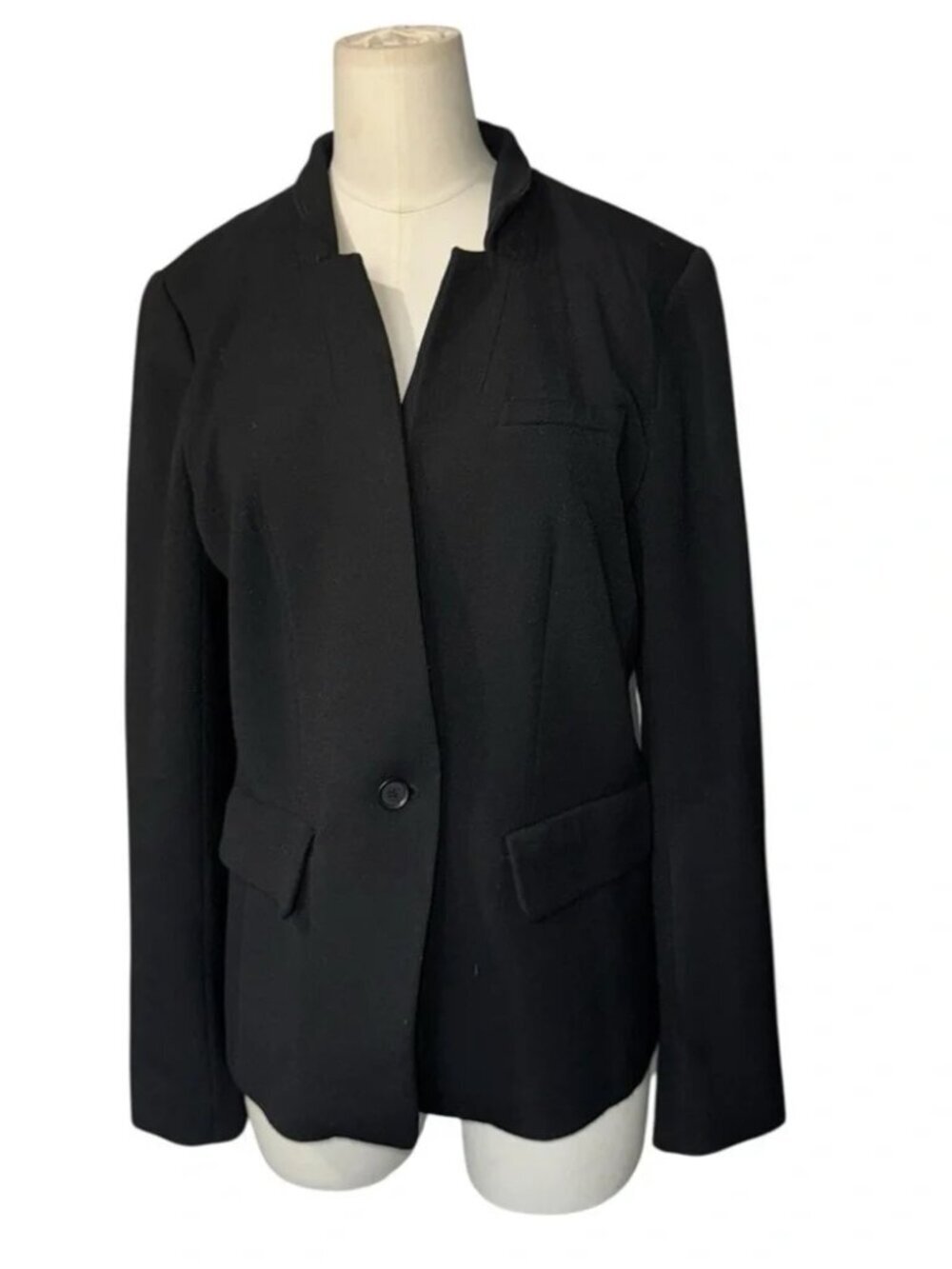 LOFT - Black Open-Front Blazer Jacket Size 8 | Classic Tailored Career Workwear - Picture 3 of 8